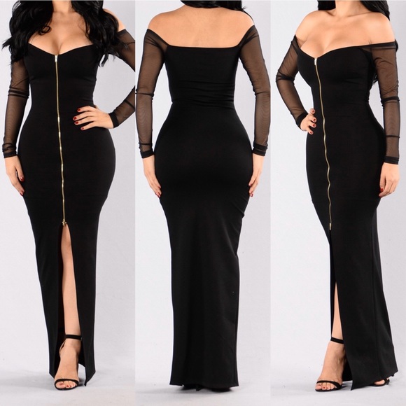 Fashion Nova Dresses & Skirts - SLEEK & SEXY OFF THE SHOULDER BLACK DRESS - NWT!